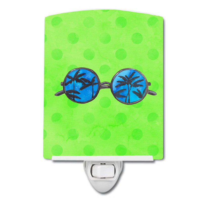 Éclairage pour nuit en céramique polkadot soleil, Vert