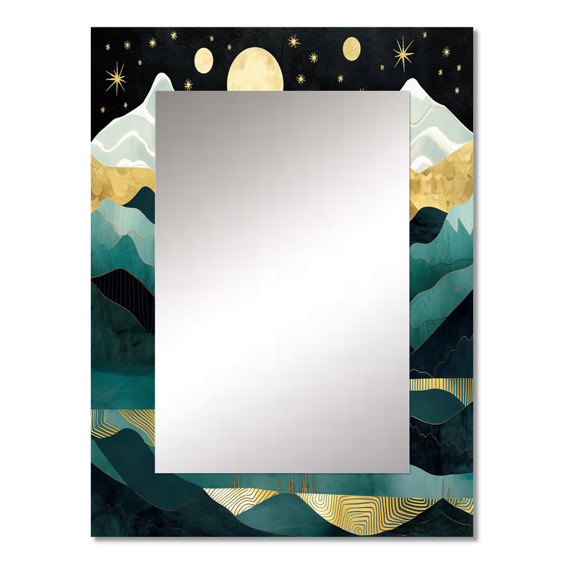Mountain Nature'S Roar II - Landscapes Decorative Mirror On Metal, 32 po x 24 po