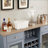 Cabinets, Modern Farmhouse Sideboard Buffet with 2 Drawers, Glass Doors &amp; Wine Rack | Light Blue + Light Oak 56.46”W | MDF | Kitchen