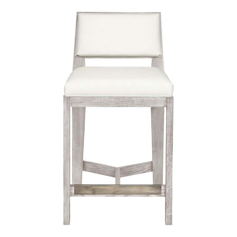 Scoville By Thom Filicia Upholstered Counter Stool with Solid Wood Frame, Gris colombe, Kempsey peau de mouton