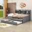 Lit plateforme 3 tiroirs en bois avec tablettes et lit gigogne-764120360-764120359
