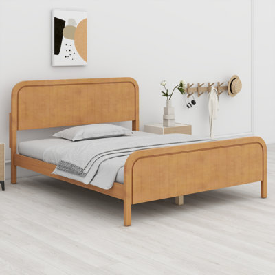 Base de lit plateforme en bois avec tête de lit et lattes
