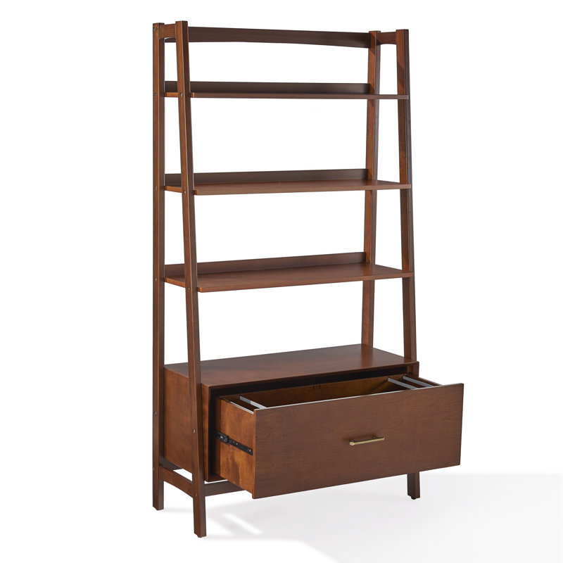 Bibliothèque étagère H 70,13 po x l 22,13 po Stiles, H 70 po x l 38 po x P 15 po, Acajou