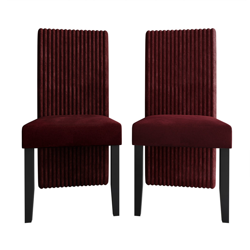 Black Wooden Dining Chair With Velvet Cover, Red