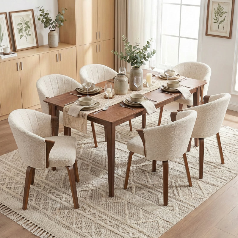 Chaise de salle à manger rembourrée Devault, Beige