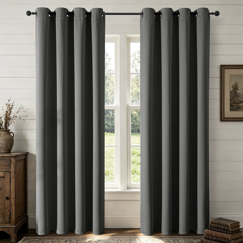 Ensemble de rideaux obscurcissant occultant à œillets avec œillets, ensemble de rideaux en polyester isolant uni, 2 panneaux