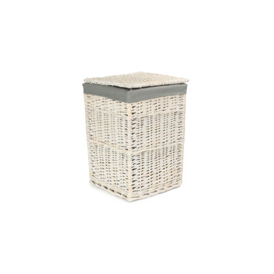 Wicker Square Laundry Basket with Sage Lining