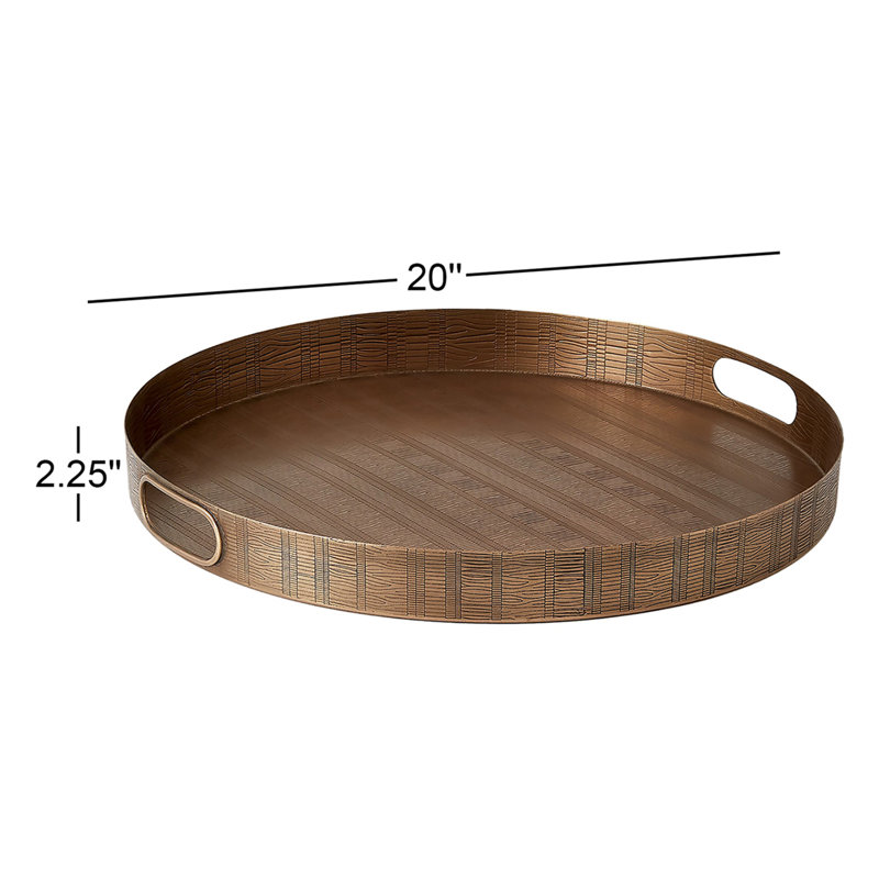 Kokoro Etched Round Tray-Brass