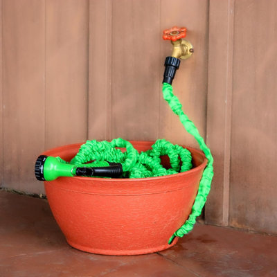 Expandable Garden Hose Storage Pot – Rustic Terra Cotta Hose Hider, Decorative Outdoor Hose Organizer For Yard, Patio & Garden