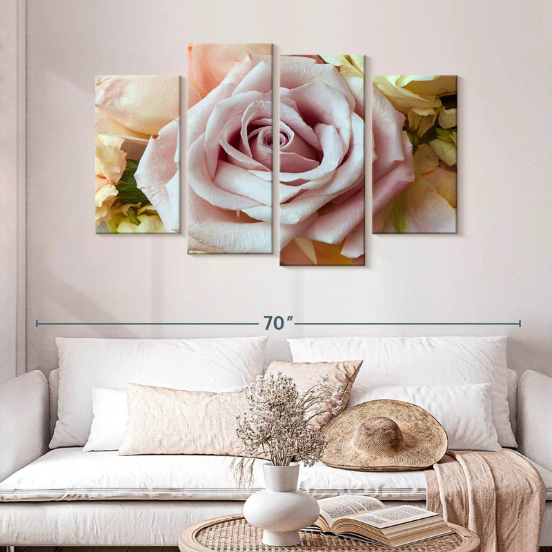 Roses romantiques, H 32 po x l 52 po
