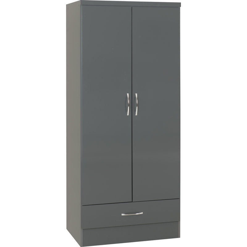 Kosie 1 Drawer Wardrobe, Gloss Grey