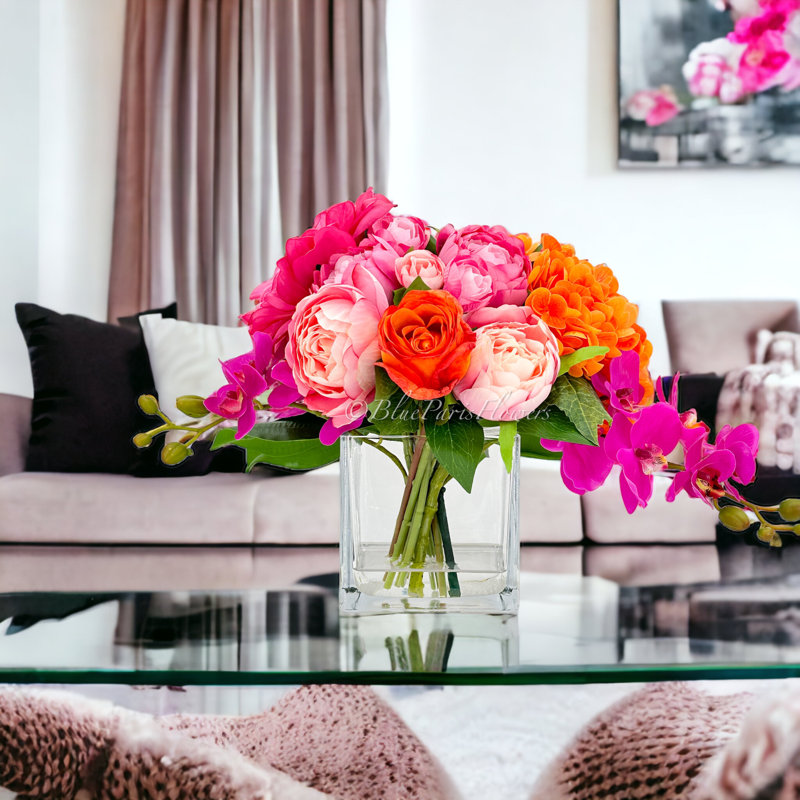 Pink Peonies, Roses, Hydrangea Arrangement