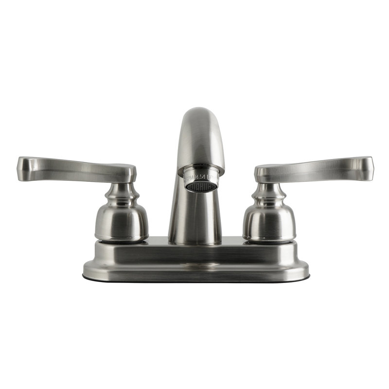 Kingston Brass Royale Two-Handle 3-Hole Deck Mount 4" Centerset Bathroom Faucet with Plastic Pop-Up, Brushed Nickel