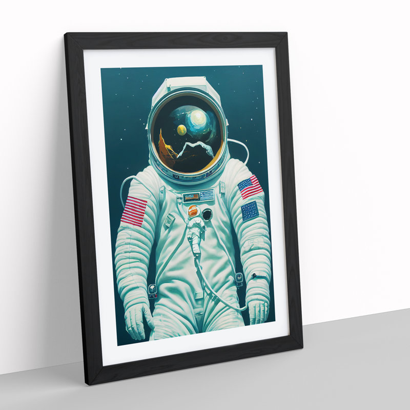 Outstanding Astronaut - Framed Print, Black, 46cm H x 34cm W x 2cm D