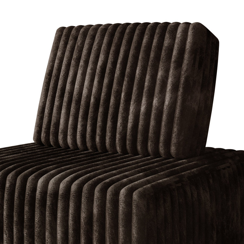 Ensemble de 3 chaises modulaires en velours brun, Velours brun