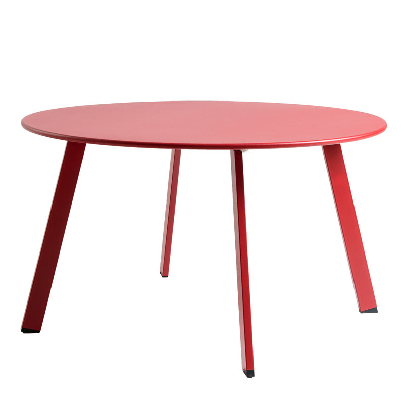 Table basse d'extérieur ronde en acier 27,5 po Cera, Rouge