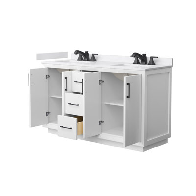 Strada 60" Freestanding Double Bathroom Vanity with Cultured Marble Top