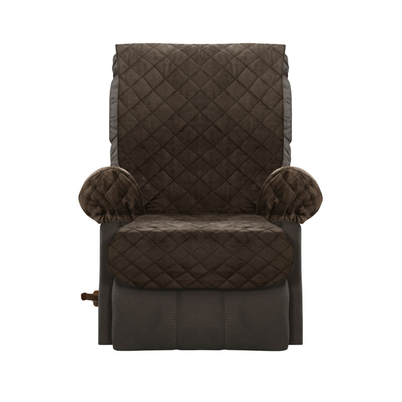 Polyester Box Cushion Recliner Slipcover, Chocolate/Brown Polyester