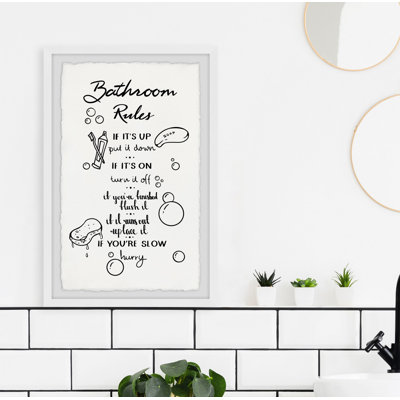 Hurry Bathroom Rules - Single Picture Frame Print