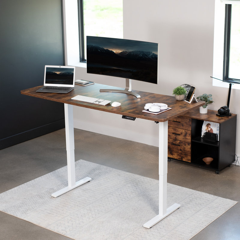 VIVO Single Motor Electric Desk with Push Button Memory Controller, Black/Black, 48.5" H x 71" W x 30" D