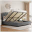 Lit escamotable en velours gris avec rangement, conception élégante et robuste pour les chambres modernes-1705659419