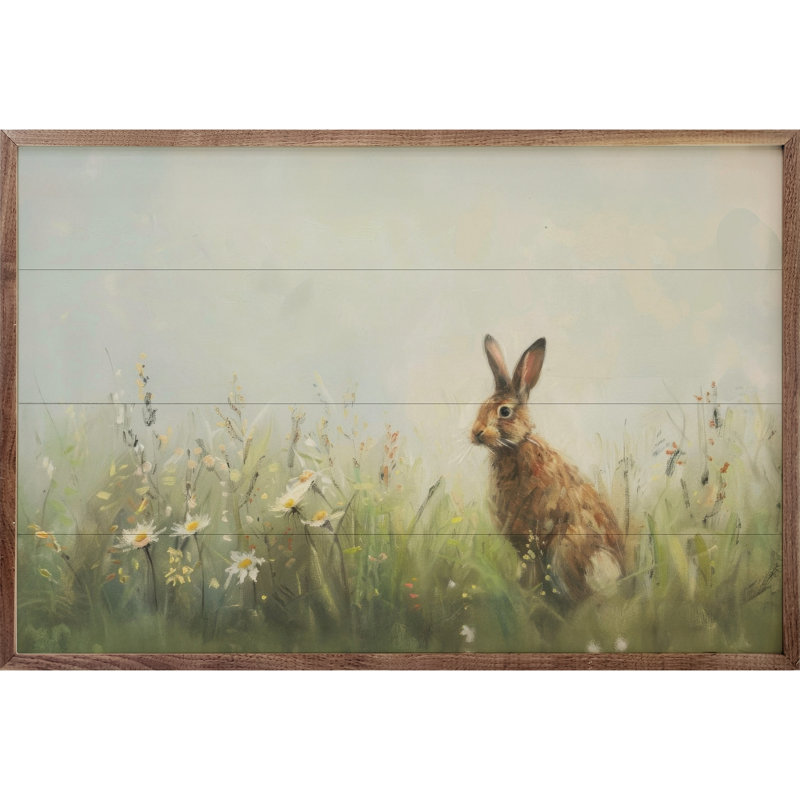 Lapin avec marguerites par Design Studio, H 16 po x l 24 po