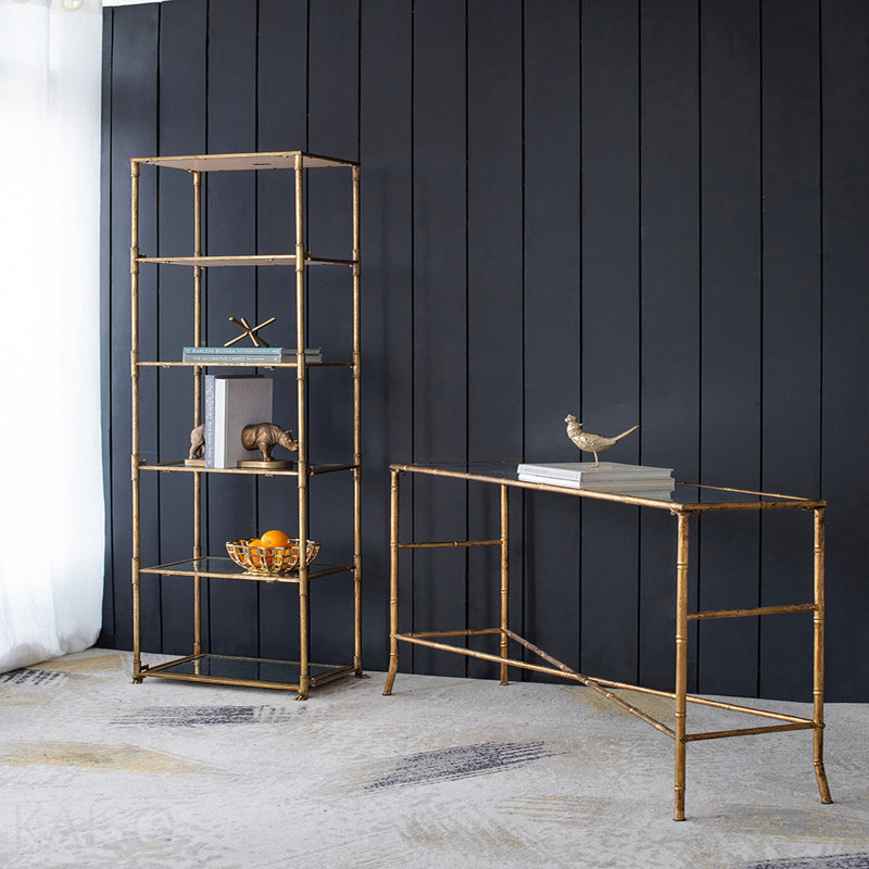 Étagère à miroir à 6 niveaux en or antique 20 "x 14" x 70,5 "Perisa