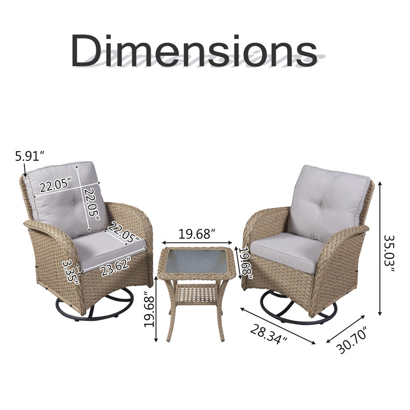 Ensemble de chaises berçantes en rotin et osier Gaetanino, Jaune/beige