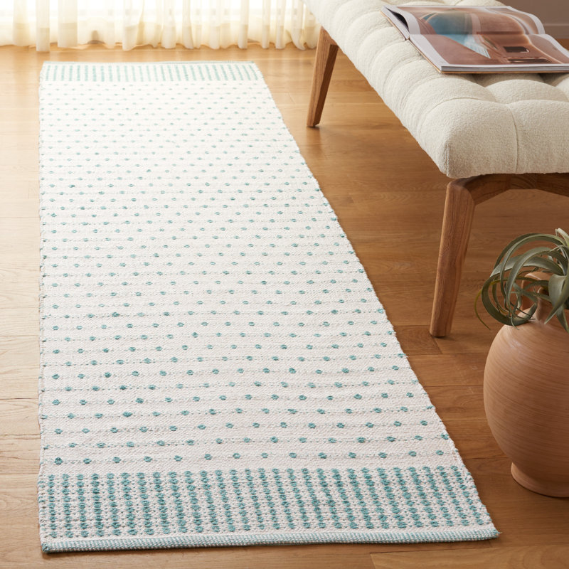 Aitken Flat Weave Cotton Geometric Rug, Runner 2'3" x 9'