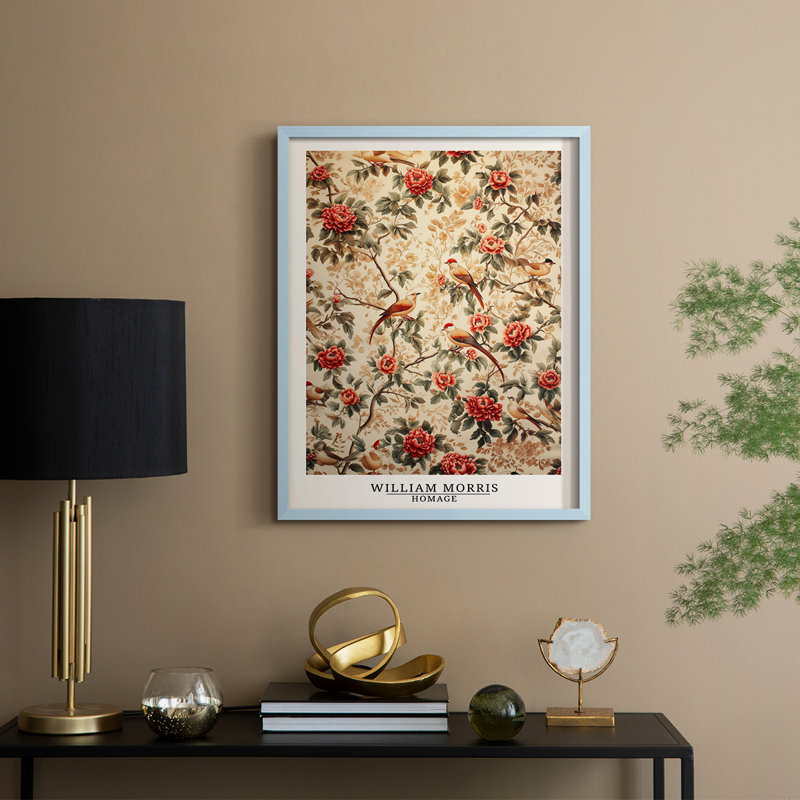 WM MORRIS Series CCXLV Framed Print - Solid Wood, Blue, 30" H x 24" W