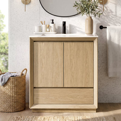 30" Bathroom Vanity With Sink, Wood Bathroom Sink Vanity With Drawer & Soft Close Doors, Upgraded SMC Basin Combo