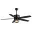 Ventilateur de plafond imperméable intérieur / extérieur noir Cissline avec ensemble d'éclairage et télécommande pour patio / gazebo