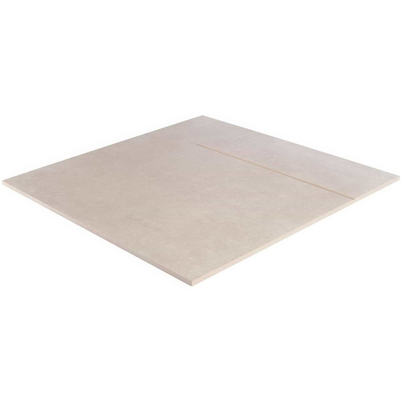 Lines 24x24 Matte Brass Inlay Porcelain Tile, Greige