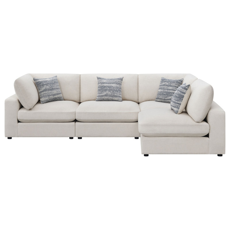Canapé modulaire rembourré avec coussins réversibles, Tissu beige