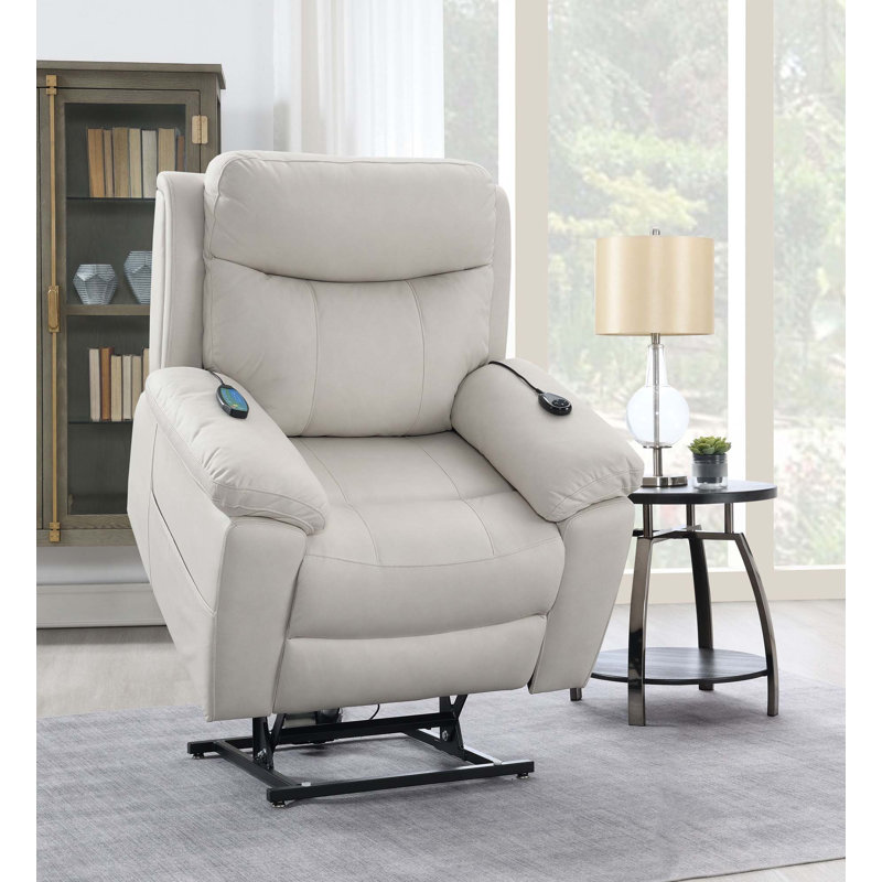 Fauteuil inclinable électrique poli en microfibre, Beige