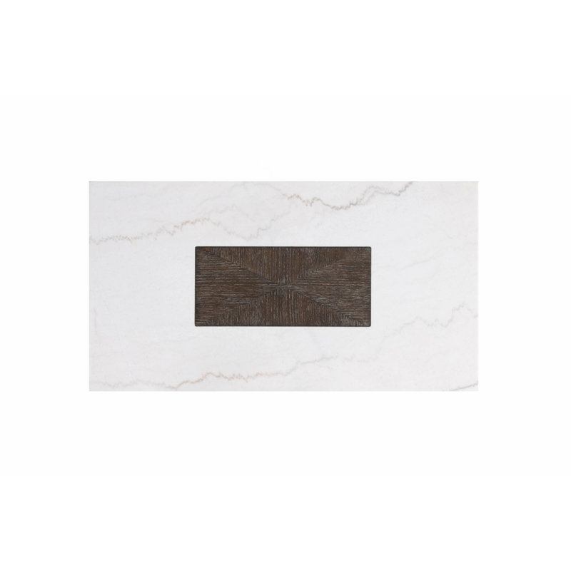 Table de bout carrée en bois de style contemporain avec base en marbre et plateau en noyer foncé et finition blanche