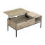 Table basse rectangulaire à plateau relevable taupe foncé, base en métal noir, table de rangement cachée de 42 po avec plateau relevable, stratifié, structure moderne, option dissimulée