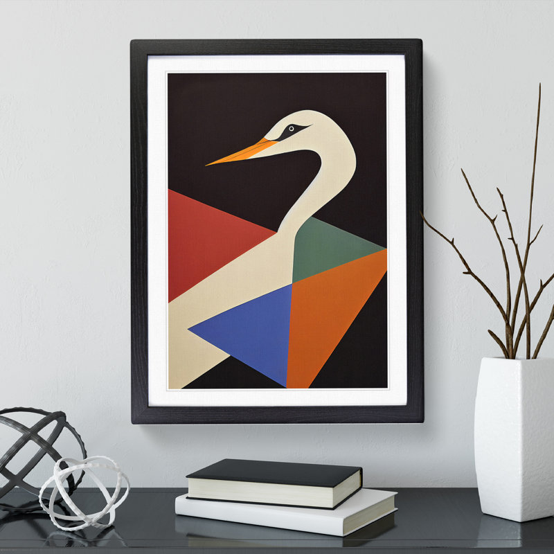 XV1022-4375X Swan In Abstract No.3 - Single Picture Frame Print, 46cm H x 34cm W x 2cm D, Black