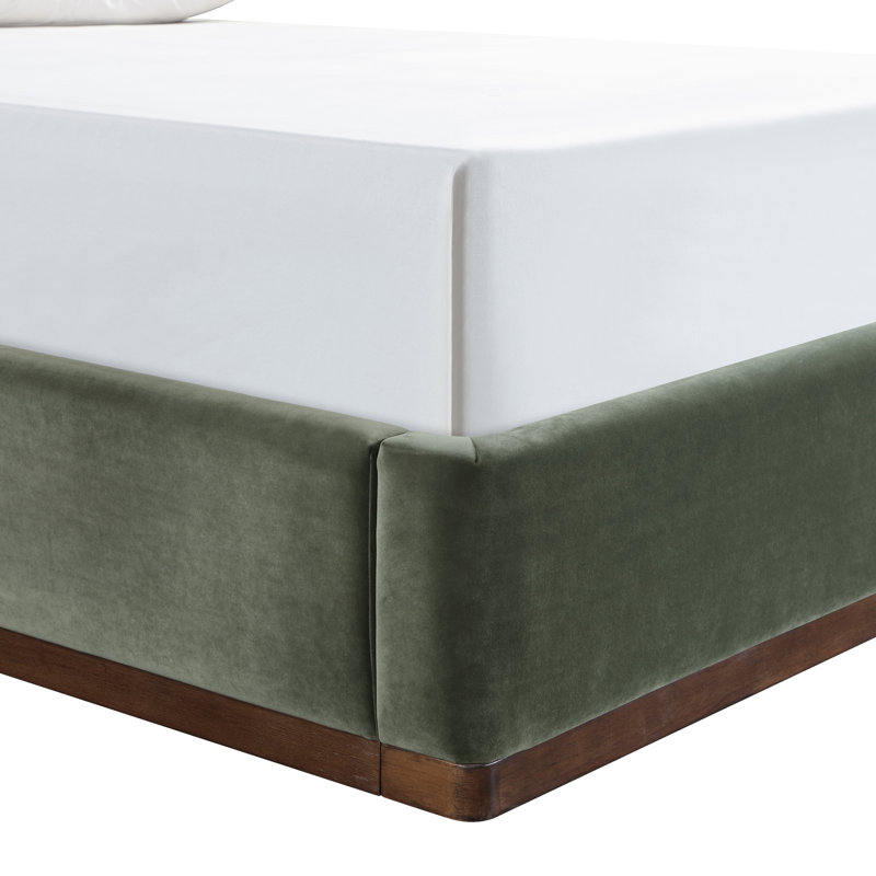 Lit tapissier Dayna, Simple, Velours vert