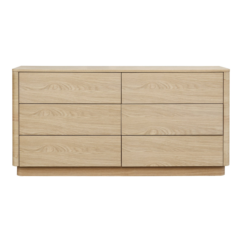 6 Drawer 60" W Double Dresser, Oak