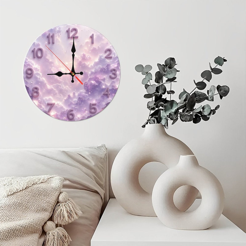 Cadran de l'horloge nuage rose et mauve
