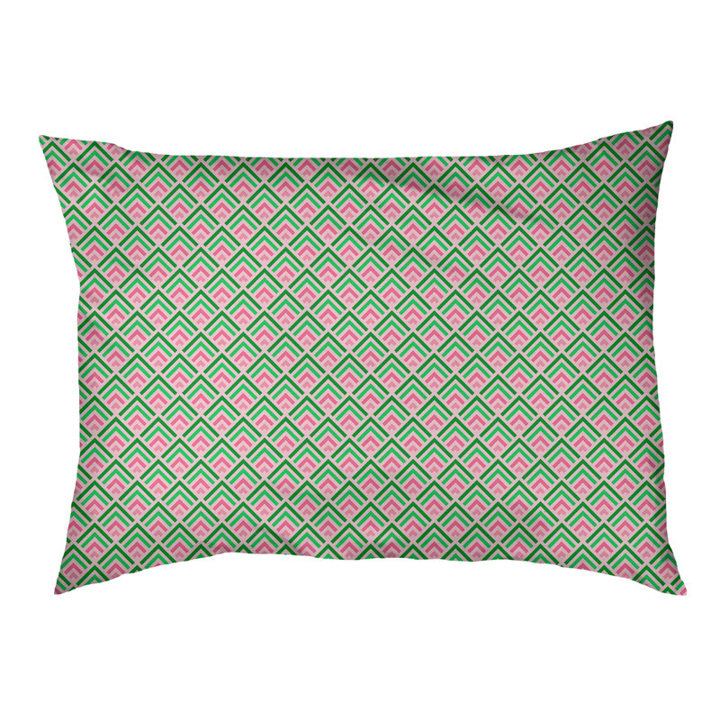 Coussin d'extérieur pour chien Campion, Moyen (L 29,5 po x P19,5 po x H 9,5 po), Pastèque / vert clair
