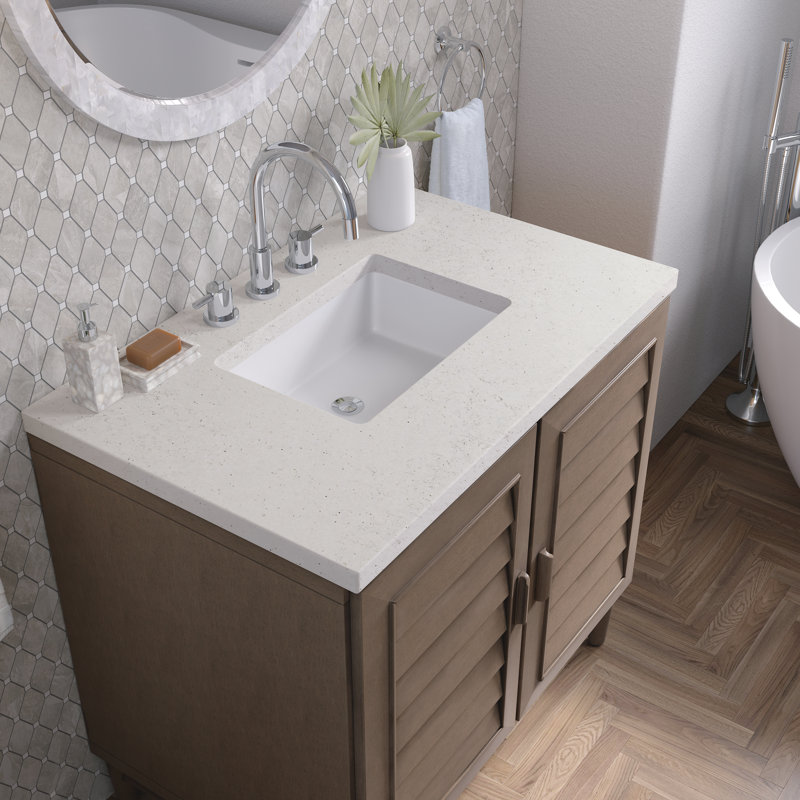 Portland 36'' W Single Vanity, Lime Delight, 8" Widespread, Whitewashed Walnut