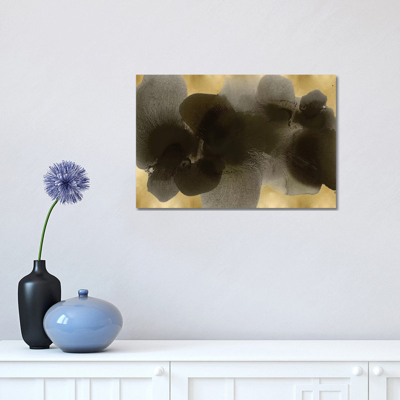 Black On Gold II by Hannah Carlson - Wrapped Canvas Painting, 30.48 cm H x 45.72 cm W