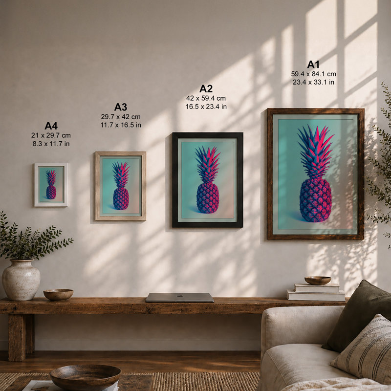 Pineapple Modern - Framed Print, A1 - 84.1 x 59.4 cm, Oak