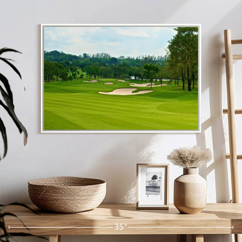 Magnifique terrain de golf, Cadre flottant blanc, 13 po x 9 po