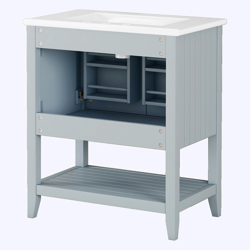 Meuble-lavabo moderne avec lavabo en céramique, Gris