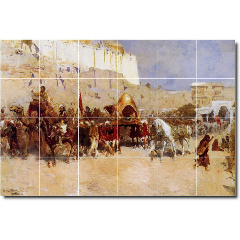Carreau de céramique décorative 25,5 po x 17 po 4,25 po x 4,25 po, Edwin Week's Village, peinture W09633