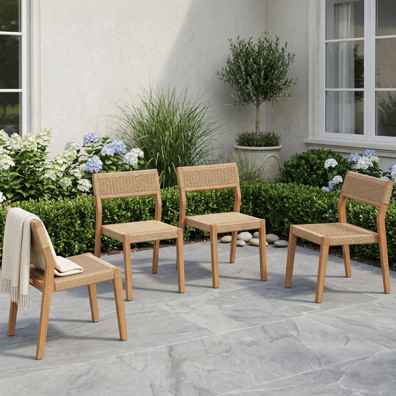 Ensemble de chaises d'extérieur en osier (ensemble de 4)