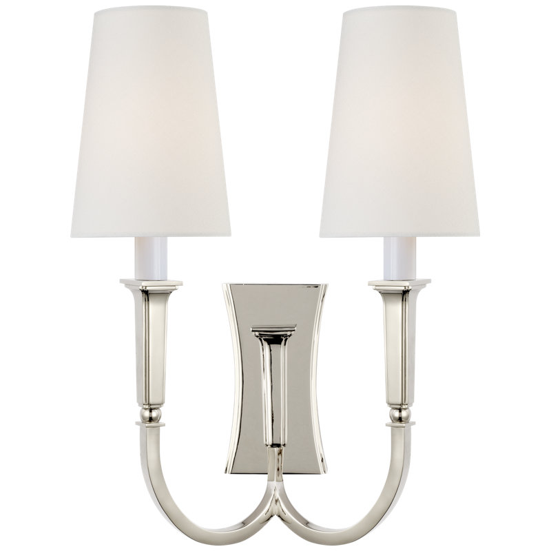Thomas O'Brien Delphia Large Double Arm Sconce, Polished Nickel